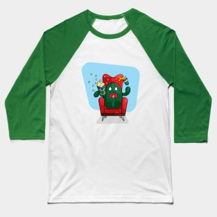 Scared watermelon watching a movie Baseball T-Shirt